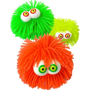 Dětský míč Míček měkký střapatý 8cm velké oči různé barvy guma Světlo | 881864