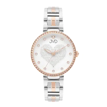 Hodinky JVD Dámské srdíčkové stříbrno-růžové náramkové hodinky JVD JG1032.3