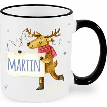 Vánoční hrnek - Sob se jménem Martin Barva: Černá