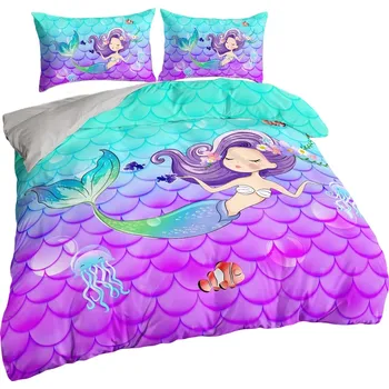 Povlečení Povlečení Mořská panna 135 x 200, 2x 50 x 75 cm zipový uzávěr