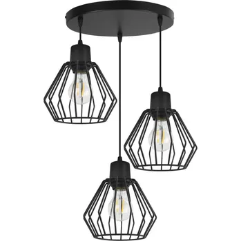 Závěsné svítidlo Nuvola 2, 3x černé drátěné stínítko,