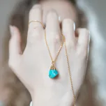 Drahokamia Stříbrný náhrdelník s přírodním tyrkysem 210/STR Zvolte barvu řetízku s přívěskem:: Pozlacení - v barvě žlutého zlata