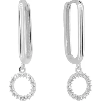 Náušnice Náušnice z bílého zlata s kroužkem a čirými zirkony, 3.04 g,