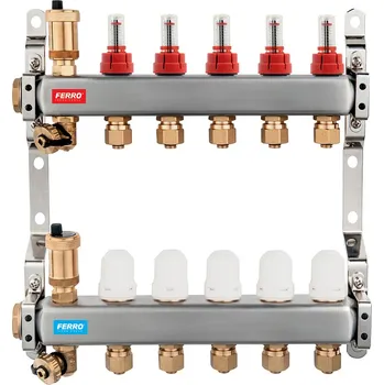 rozdělovač topení Novaservis Rozdělovač s regul.šroubením s průt.a uzav.ventily bez kul. SN-RZP12S