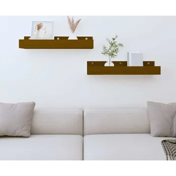 police vidaXL Nástěnné police 2 ks 50 x 12 x 9 cm masivní borové dřevo [823584] Barva: medová hnědá