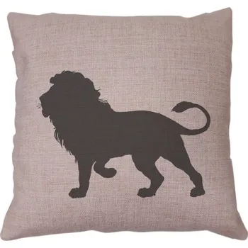 Polštář Polštář lněný vzhled s potiskem polštář a lev