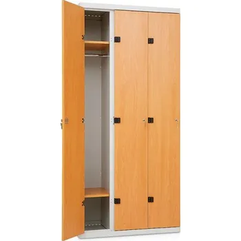 TRITON Šatní skříňka 3-dveřová, 1750 x 900 x 500 mm - lamino/kov Provedení lamina:: beton K350 RT, Provedení zámku: Cylindrický zámek Burg - do lamina, Provedení skeletu: kov šedá RAL 7035