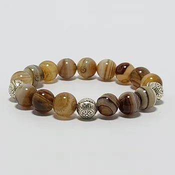 Náramek Damský náramek z minerálů 10 mm - achát krajkový