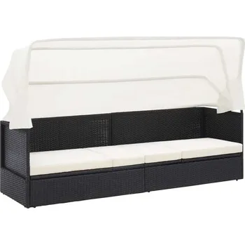Zahradní pohovka vidaXL Zahradní postel s baldachýnem 200 x 120 cm polyratan [46092] Barva: Černobílý