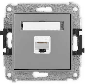 Elektrická zásuvka KARLIK zásuvka pro PC 1x RJ45, kat 6A, 8 pin Barva: Matná šedá