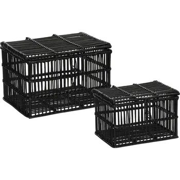 Atmosphera Dekorativní ratanové košíky, černé, 3 kusy