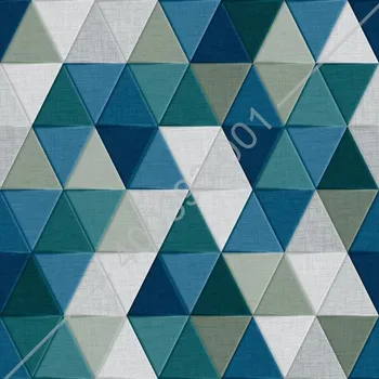 Dekorační látka Trojúhelníky zelenomodré š.150cm - látka v metráži