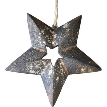 Vánoční dekorace Dřevěná závěsná hvězda S