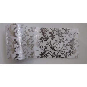 Svatební dekorace Organza 12cm x5M satin brokát glitrovaná bílostříbrná