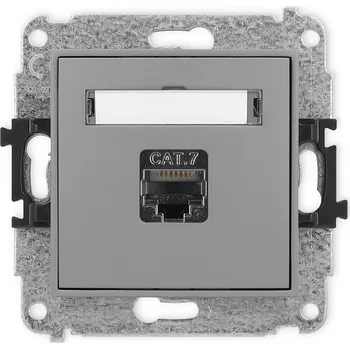 Elektrická zásuvka KARLIK Zásuvka pro PC 1x RJ45, kat 7, stíněný, 8 pin Barva: Matná šedá