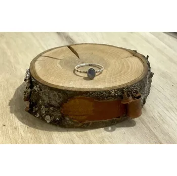 Prsten Stříbrný prsten proužkovaný s labradoritem - MarulArt - Velikost prstenu 60