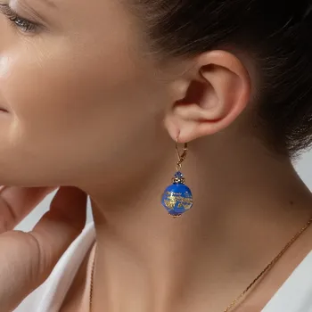 Náušnice Lampglas Náušnice Azure Dream s 24karátovým zlatem v perlách Lampglas Materiál zapínání náušnic: pozlacený kov