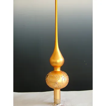 Vánoční ozdoba Vánoční skleněná špice, 1-kulová, hladká, zlatá, mat, dekor