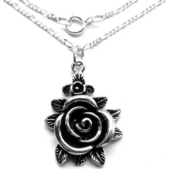 Náhrdelník Stříbrná růže na řetízku - P707 fig 1:3 (Stříbrný náhrdelník růže na řetízku)