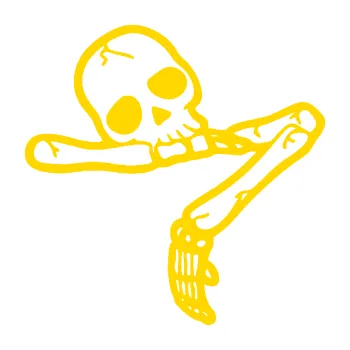 Samolepicí dekorace na vozidlo Kostlivec 002 pravá kouká (13 - jasně žlutá) SAMOLEPKA NA AUTO, NÁLEPKA, FÓLIE, POLEP, TUNING, VLASTNÍ TEXT, TISK, AUTOSAMOLEPKY.cz, POLEPY, OBRÁZEK, LOGO, 3D STICKERS