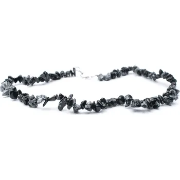 Náhrdelník Milujeme Kameny Obsidián vločkový - náhrdelník sekánek NAS48 46 cm 32192