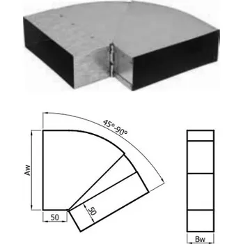 Komín Externí přívod vzduchu-koleno oleno nastavitelné 45°-90° 200x90 mm