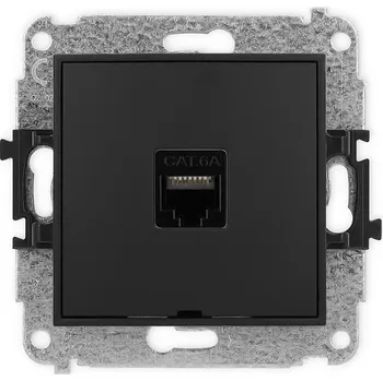 Elektrická zásuvka KARLIK zásuvka pro PC 1x RJ45, kat 6A, 8 pin, bez popisového pole Barva: Matná černá
