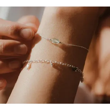 Náramek Náramek stříbrný s prehnitem - Bohovibes 0001401