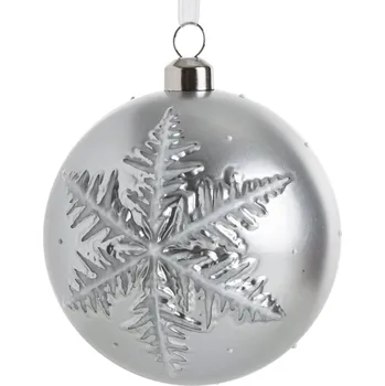 Vánoční ozdoba VÁNOČNÍ OZDOBA SKLENĚNÁ (FI) 8 CM STŘÍBRNÁ