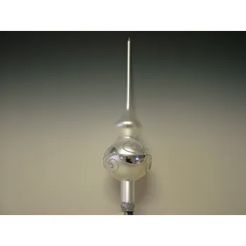 Vánoční ozdoba Vánoční skleněná špice, 1-kulová, bílá, mat, dekor