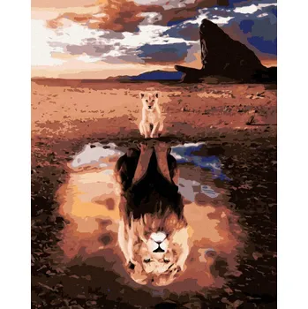 Diamantové malování Diamondi 605322A lvíče a lev bez rámu