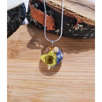 Náhrdelník VitaliaArt | Náhrdelník z pravých květů malý pomněnka, glixie, ozothamnus - Vitalia Art 0001626