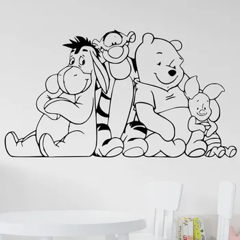 Samolepící dekorace Živá Zeď Samolepka na zeď Medvídek Pú a kamarádi Barva: černá