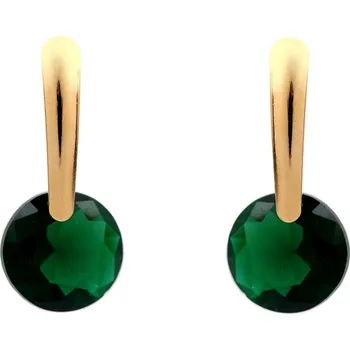 Náušnice Náušnice z nerezové oceli s broušeným kamínkem, barva 4 emerald zlatá