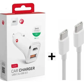 S-T-A-R CL nabíječka do auta Quick Charge 3.0 20W + dobíjecí a datový kabel s "C" konektorem, bílá
