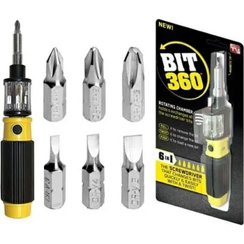 Šroubovák 360° šroubovák s rychlovýměníkem a 6 bity