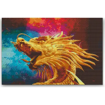 Diamantové malování Diamantové malování - Zlatý drak Velikost: 40x60cm, Rámování: Pouze srolované plátno, Diamanty: Čtvercové
