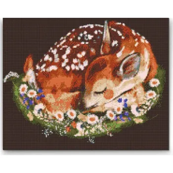 Diamantové malování Diamantové malování - Srnka mezi květy Velikost: 30x40cm, Rámování: Pouze srolované plátno, Diamanty: Čtvercové