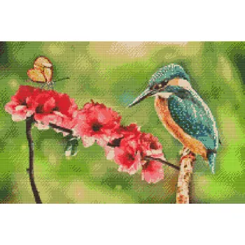 Diamantové malování Diamantové malování - Motýl a ledňáček Velikost: 40x60cm, Rámování: Pouze srolované plátno, Diamanty: Kulaté