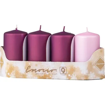 Svíčka Emocio Advent Candle metalický matný mix 4 x 7,5 cm 4 ks