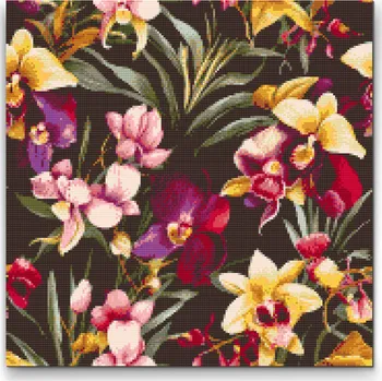 Diamantové malování Diamantové malování - Květinové pozadí - orchidej Velikost: 50x50cm, Rámování: Pouze srolované plátno, Diamanty: Čtvercové