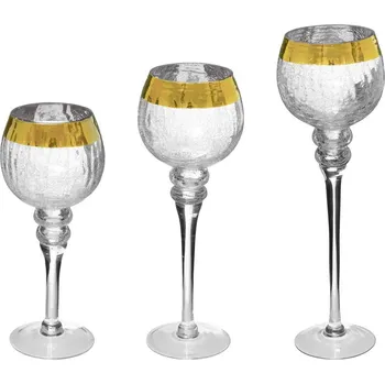 Atmosphera Sada svícnů ve tvrau skleničky, výš, 30/35/40 cm