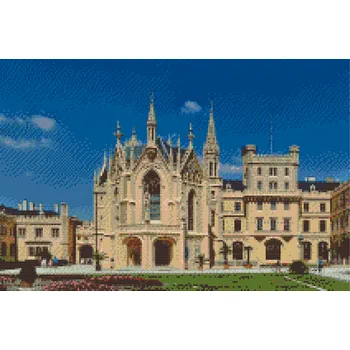 Diamantové malování - Zámek Lednice 2 Velikost: 40x60cm, Rámování: Pouze srolované plátno, Diamanty: Čtvercové