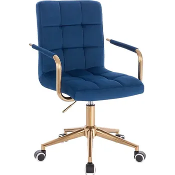 LuxuryForm DESIGN Židle VERONA GOLD VELUR na zlaté podstavě s kolečky - modrá