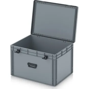 paleta Euro přepravka s víkem s panty Pro 81,3 x 62,8 x 53,8 cm, zavřená - Stříbrošedá - materiál: PP - EDP S 86/52 HG 1G