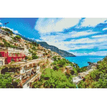 Diamantové malování Diamantové malování - Pobřeží Amalfi, Itálie Velikost: 40x60cm, Rámování: Pouze srolované plátno, Diamanty: Čtvercové