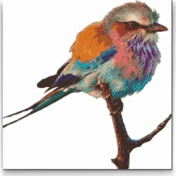 Diamantové malování Diamantové malování - Ptáček na větvi Velikost: 50x50cm, Rámování: Pouze srolované plátno, Diamanty: Čtvercové