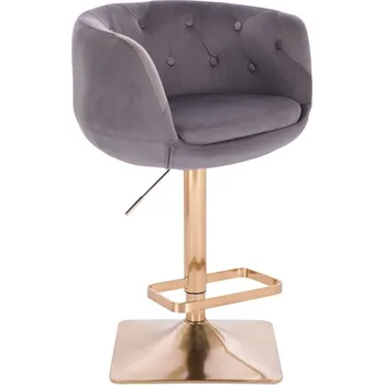 Barová židle LuxuryForm DESIGN Barová židle MONTANA VELUR na zlaté hranaté podstavě - šedá