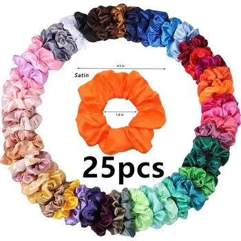Dámské gumičky do vlasů ze saténu (balení po 20 / 25 ks - jednobarevné) Barva: PJ079-25PCS