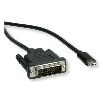 Datový kabel USB/Video kabel, DP Alt Mode, USB C samec - DVI (24+1) samec, 1 m, kulatý, černý, plastic bag, DOPRODEJ